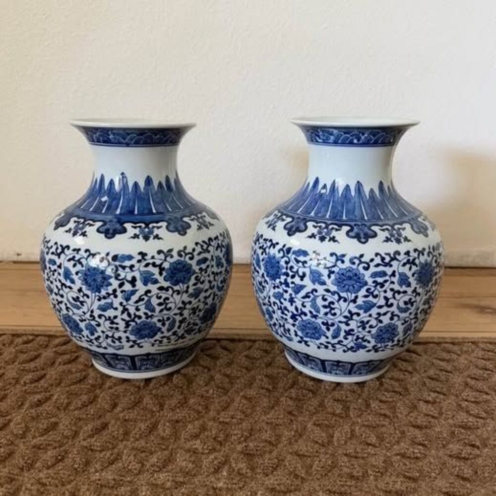 Ballard Designs Blue & White Chinoiserie Vases